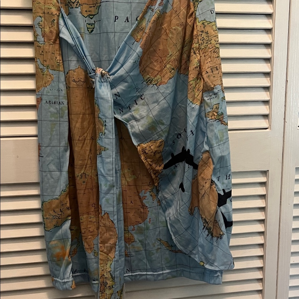 # 0717+ The World Map Print Sleeveless Dress W/ WHT - Picture 4 of 9